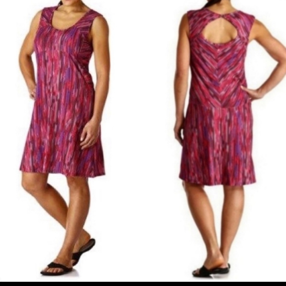 Prana Sleeveless Active Open Back Travel Magenta Dress Small